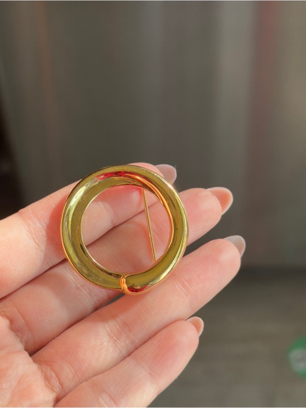 Vintage Monet Goldtone Circle Pin - Classic Brooch